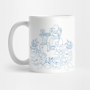 Fox Enjoying Tea Time in a Flower Garden Mug